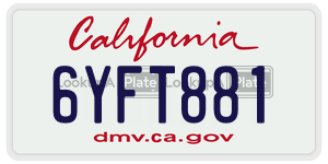 6YFT881  license plate in CA
