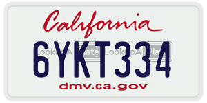 6YKT334 license plate in California
