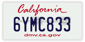 6YMC833 license plate in California