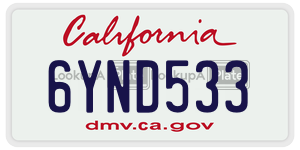 6YND533  license plate in CA