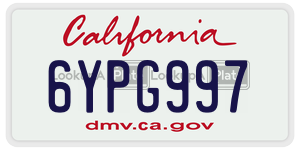 6YPG997  license plate in CA