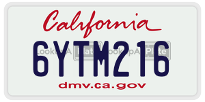 6YTM216 license plate in California