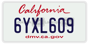6YXL609 license plate in California