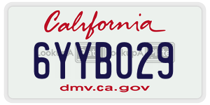 6YYB029  license plate in CA