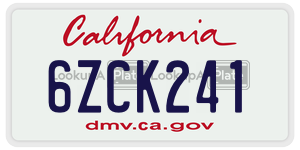 6ZCK241 license plate in California