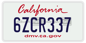 6ZCR337  license plate in CA