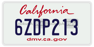 6ZDP213  license plate in CA