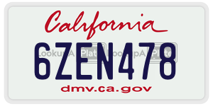 6ZEN478 license plate in California