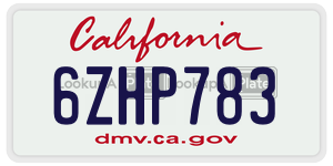 6ZHP783  license plate in CA