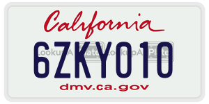 6ZKY010 license plate in California