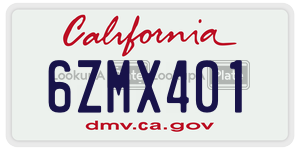 6ZMX401  license plate in CA
