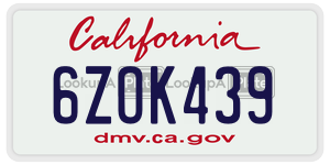 6ZOK439 license plate in California