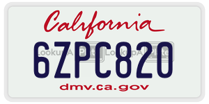 6ZPC820 license plate in California