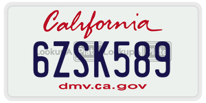 6ZSK589 license plate in California