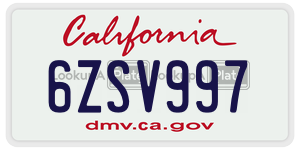6ZSV997  license plate in CA