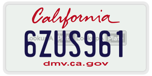 6ZUS961 license plate in California