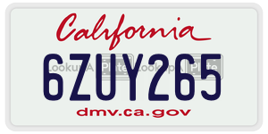 6ZUY265  license plate in CA