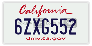 6ZXG552  license plate in CA