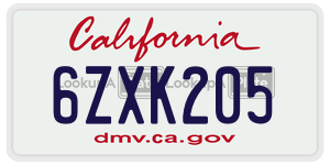 6ZXK205 license plate in California