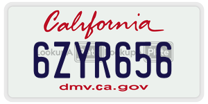 6ZYR656 license plate in California