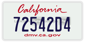 72542D4 license plate in California