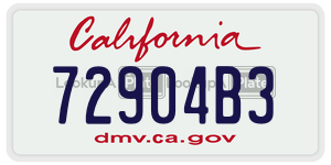 72904B3 license plate in California