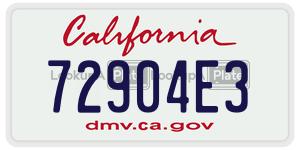 72904E3 license plate in California