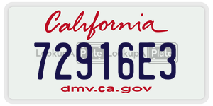 72916E3 license plate in California