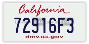 72916F3 license plate in California