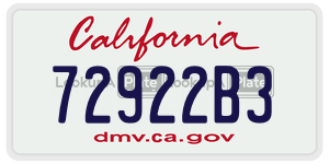 72922B3 license plate in California