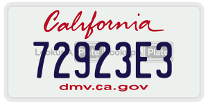 72923E3 license plate in California