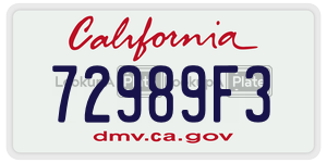 72989F3  license plate in CA