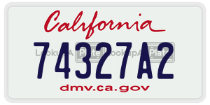 74327A2  license plate in CA