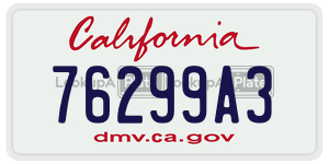 76299A3 license plate in California