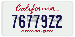 76779Z2 license plate in California