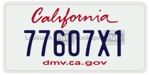 77607X1 license plate in California