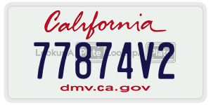 77874V2 license plate in California