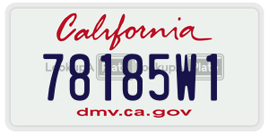 78185W1 license plate in California