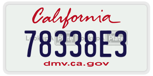 78338E3 license plate in California