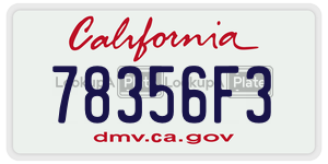78356F3 license plate in California