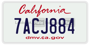 7ACJ884 license plate in California