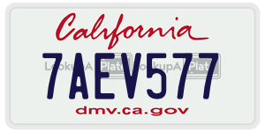 7AEV577 license plate in California