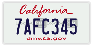 7AFC345 license plate in California