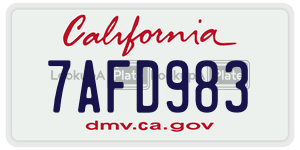7AFD983 license plate in California