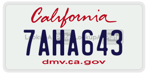 7AHA643  license plate in CA