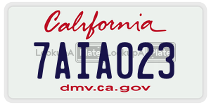 7AIA023 license plate in California