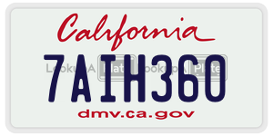7AIH360  license plate in CA