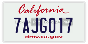 7AJG017 license plate in California