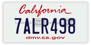 7ALR498 license plate in California