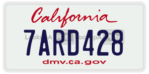 7ARD428 license plate in California